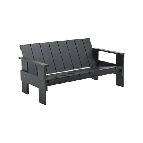 Crate Lounge Outdoor 2-seater outdoor sofa wood black / Gerrit Rietveld, 1934 – L 134.5 cm - Hay - Black - Lacquered solid pine