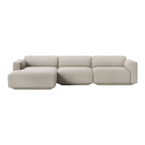 Divano d\'angolo Develius E tessuto grigio / 4 posti - L 309 cm / Dormeuse sinistra - &tradition - Grigio (Tessuto Hot Madison 094) - Legno, Schiuma HR, Tessuto