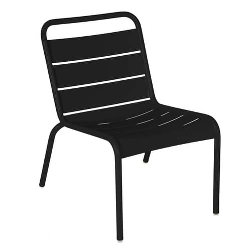 Chaise lounge Luxembourg métal noir / Assise basse - Fermob - Réglisse - Aluminium
