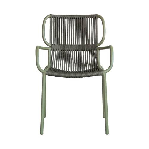 Fauteuil de repas Ribbon vert / Corde polypropylène - Vincent Sheppard - Vert foncé / Vert mousse - Aluminium thermolaqué, Corde polypropylène