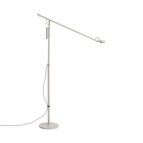Fifty-Fifty LED Floor lamp metal grey / Adjustable e-reader - Hay - Ash grey - Thermolacquered aluminium
