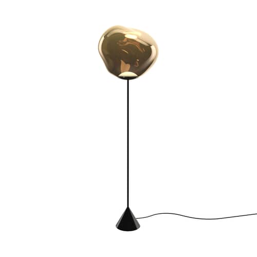 Melt Cone Slim Floor lamp plastic material gold / LED - Ø 50 cm / Color changing - Tom Dixon - Bronze / Base, legs - Blow-moulded polycarbonate, Steel
