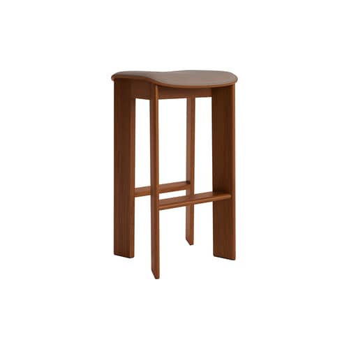 Chisel 30 High High stool leather white / Height: 75 cm - Leather upholstery - Hay - Nougat Leather (Sense) / Walnut - Foam, Lacquered Walnut Veneer, Leather