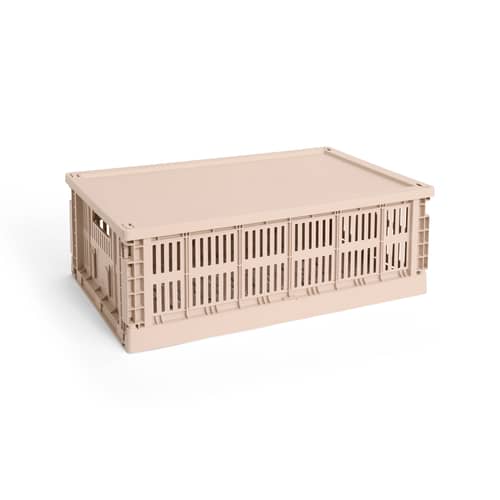  Lid plastic material pink / For Basket Colour Crate Large 35.5 x 54.5 cm - Hay - Powder pink - Recycled polypropylene