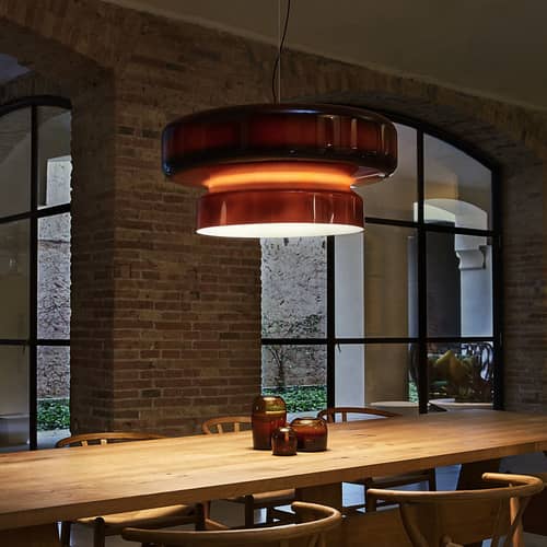Pendelleuchte Bohemia LED plastikmaterial orange / Ø 84 cm - Marset - Amber - Polykarbonat