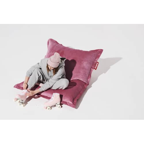 Pouf Original Slim Velvet tissu rose marron / Velours recyclé - 155 x 120 cm - Fatboy - Rhubarbe -  Micro-billes EPS, Velours polyester recyclé