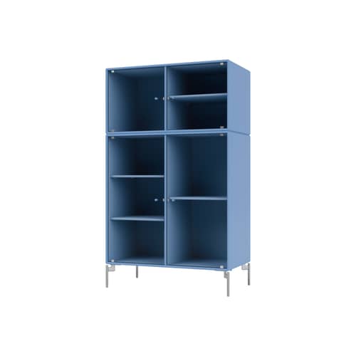 Vaisselier Ripple III / Vitrine - L 69,6 x P 38 x H 105 cm / Verre ondulé - MONTANA - Azure 154 / Pieds chromés - Acier chromé, MDF laqué, Verre ondulé