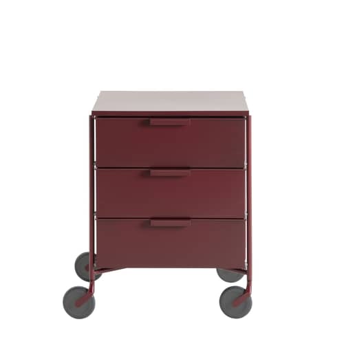 Rollcontainer Mobil plastikmaterial violett / 3 Schubladen - Version mattlackiert - Kartell - Pflaume matt - gefirnister Stahl, Recyceltes thermoplast. Technopolymer