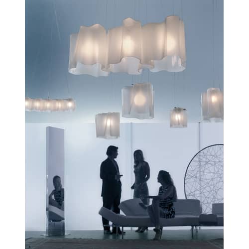 Suspension Logico grande verre blanc / 3 éléments en ligne - Artemide - Blanc - grande - Verre soufflé
