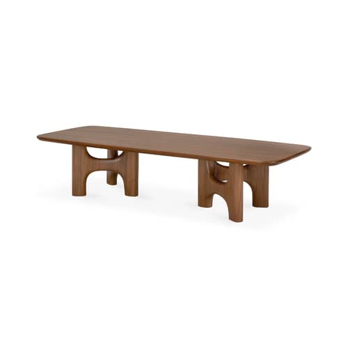 Table basse Flow bois marron / 150 x 60 cm - Ethnicraft - Teck marron - Teck massif verni