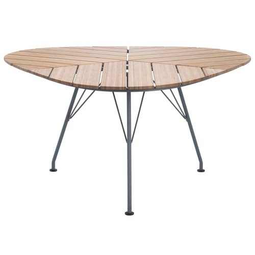 Table ronde Leaf gris bois naturel / Bambou - Triangulaire - 146 x 146 x 146 cm - Houe - Bambou / Piètement gris - Bambou, Métal laqué époxy