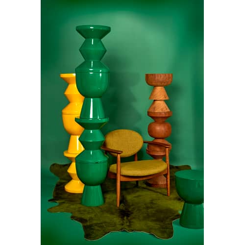 Table d\'appoint Skirt bois naturel / Bois sculpté main - POLSPOTTEN - Bois naturel - 