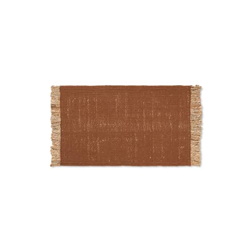 Tapis Block Mat  marron / 50 x 80 cm - Jute & bouteilles plastique recyclées - Ferm Living - Brique -  PET recyclé, Jute