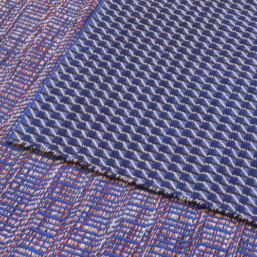 Teppich Channel textil blau / 140 x 200 cm - Handgewebt - Hay - Blau - Baumwolle, Wolle