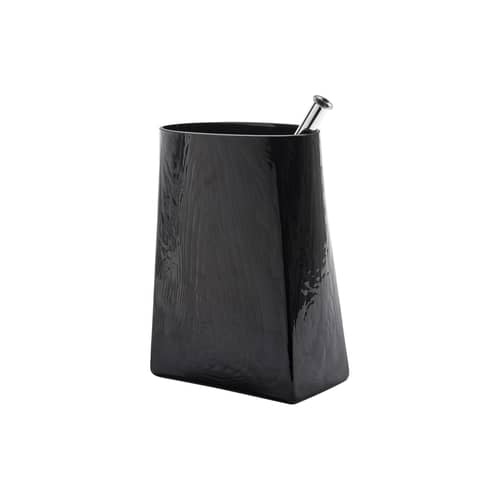 Vase Josephine 03 verre noir / Vase + tube-soliflore - Serax - Vase noir / Tube chromé - Verre