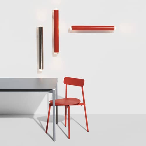 Bad-Wandlampe Pyl metall rot / L 75 cm - Petite Friture - Rot - bemalter Stahl, Pressglas