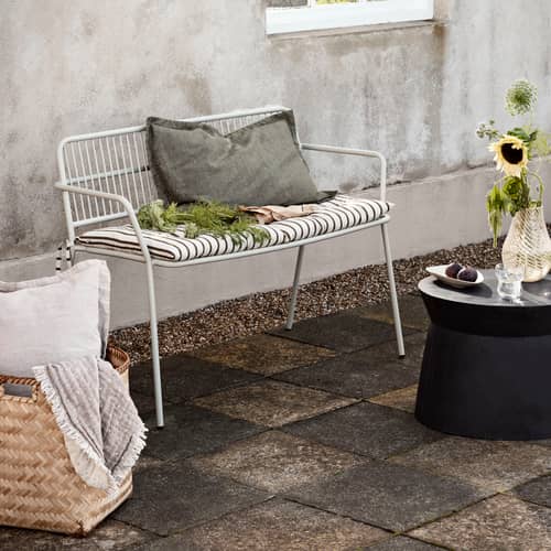 Banc avec dossier Eden métal vert / L 115 cm - BROSTE COPENHAGEN - Vert forêt - Acier thermolaqué