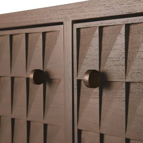 Buffet Sono bois marron / L 160 x H 60 cm - Sculpté main - Ethnicraft - L 160 cm / Teck - Laiton moulé, Teck massif