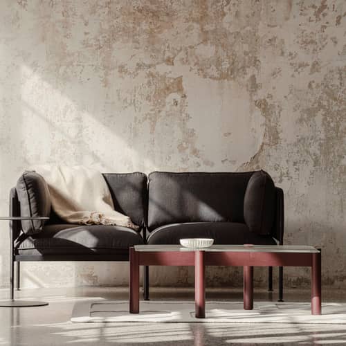 Kob Coffee table glass red / 105 x 55 x H 40.5 cm - NOO.MA - Blueberry wine / Glass - FSC-certified solid beech wood, Soak glass