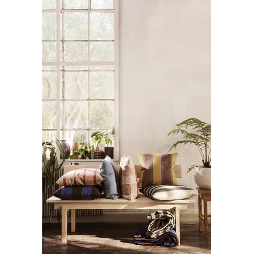 Coussin Grand tissu beige / Lin & coton - 50 x 50 cm - Ferm Living - Camel / Rouge -  Duvet,  Plumes, Coton, Lin