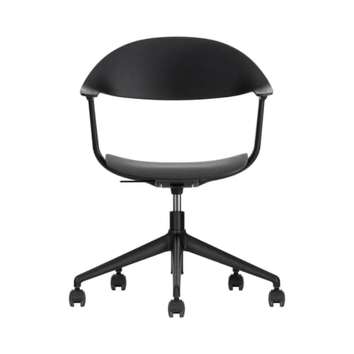 Fauteuil à roulettes Mynt noir / Plastique recyclé - Vitra - Noir (plastique) / Pied noir - Aluminium, Polypropylène recyclé