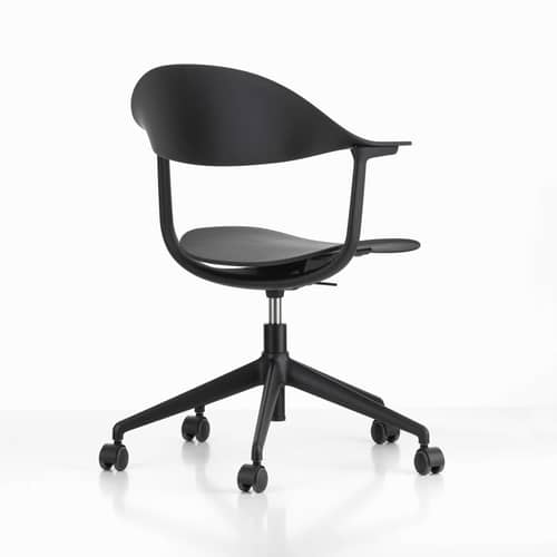 Fauteuil à roulettes Mynt noir / Plastique recyclé - Vitra - Noir (plastique) / Pied noir - Aluminium, Polypropylène recyclé