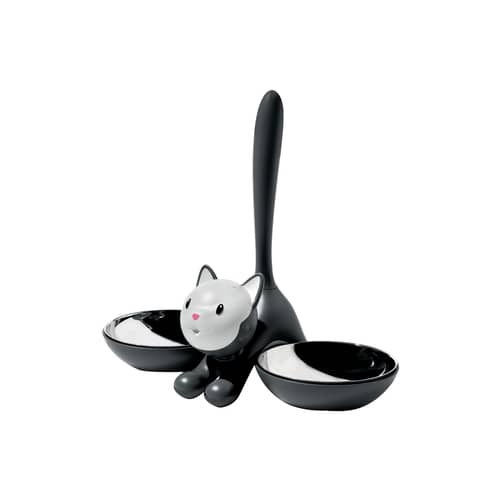 Gamelle Tigrito métal plastique noir / pour chat - Alessi - Noir - Acier inoxydable, Polypropylène