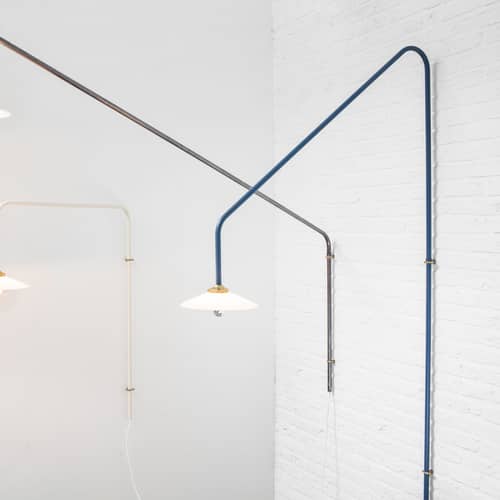 Hanging Lamp n°4 Wall light with plug metal blue / H 180 x W 90 cm - valerie objects - Blue - Glass, Steel