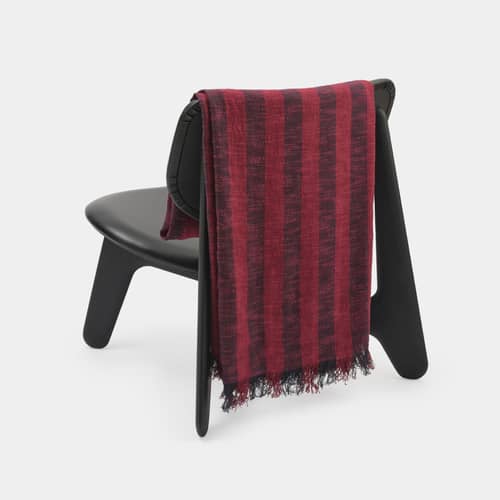 Plaid Band rouge / 160 x 200 cm - Lin & coton - Tom Dixon - Rouge & noir - Coton, Lin