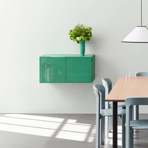 Portaoggetti da parete Perforated Cabinet Small metallo blu / L 89 x P 40 x H 45 cm - Hay - Acciaio Blu - Acciaio termolaccato