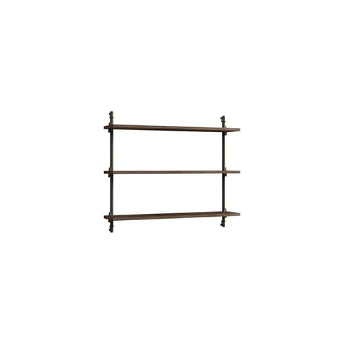 Regal Wall Shelving – ws.65.1 holz braun / B 85 x H 65 cm x Prof. 17,5 cm - MOEBE - Räuchereiche / Grün - MDF Eichenfurnier, Stahl