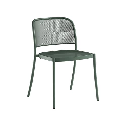 Sedia impilabile Café metallo verde - Emu - Verde scuro - Acciaio, Rete in acciaio