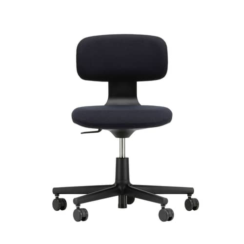 Sessel mit Rollen Rookie textil schwarz / H 39 bis 51 cm - Vitra - Schwarz (Stoff Plano) / Untergestell schwarz - Gewebe, Polyamid, Polypropylen, Polyurethan-Schaum