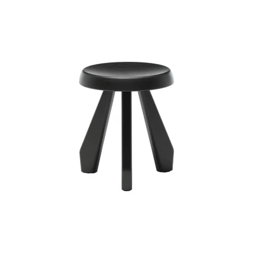 Sgabello Méribel legno nero / Charlotte Perriand, 1953-61 - Ø 33 x H 38,4 cm - CASSINA - Nero - Massello di quercia colorato