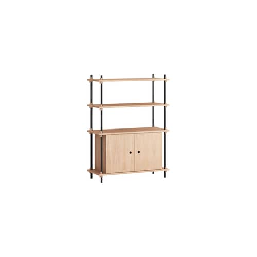 Shelving System – s.115.1.B Shelf natural wood / W 85 x H 115 x D 35 cm - MOEBE - Natural oak / Black - Oak veneer MDF, Steel