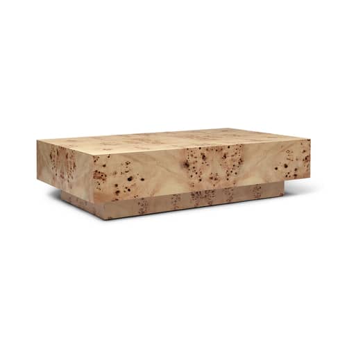 Table basse Burl bois beige / 117 x 70 x H 30 cm - Broussin certifié FSC / Seconde vie - Ferm Living - Naturel - MDF, Placage en broussin certifié FSC