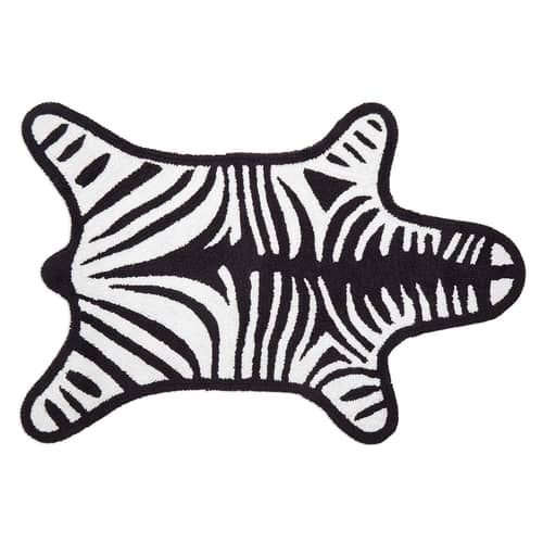 Tapis de bain Zebra  blanc noir / Reversible - 112 x 79 cm - Jonathan Adler - Blanc / Noir - Coton