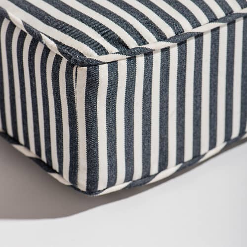 Transat inclinable à roulettes Al Fresco métal / Matelas inclus - Tablette latérale pivotante - BUSINESS & PLEASURE - Coussin Laurens (rayé bleu) - Acier, Mousse, Tissu outdoor Pleasuretex®