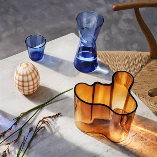 Vase Aalto verre orange / 20 x 20 x H 16 cm - Alvar Aalto, 1936 - Iittala - Cuivre - Verre soufflé bouche