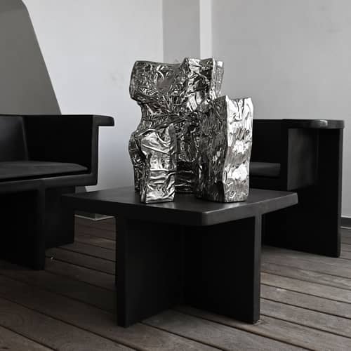 Kami Medium Vase ceramic silver / L 16 x H 35 cm - 101 COPENHAGEN - Chromed - Ceramic