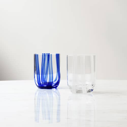 Verre Stripe verre bleu / 39 cl - Peint à la main - Normann Copenhagen - Bleu - Verre