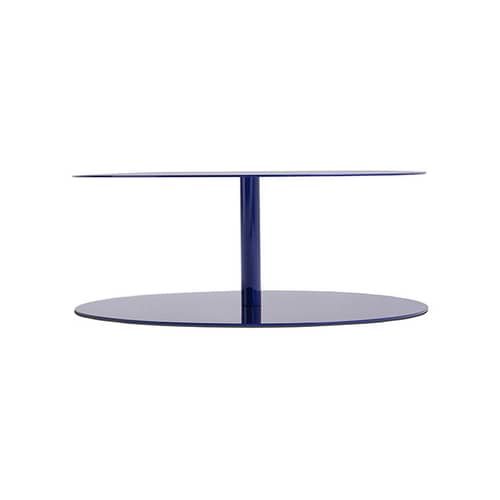 Table basse Gong Lux métal multicolore Ø 73,5 x H 28 cm/ Modèle d\'exposition - Cappellini - Bleu métallisé - Métal