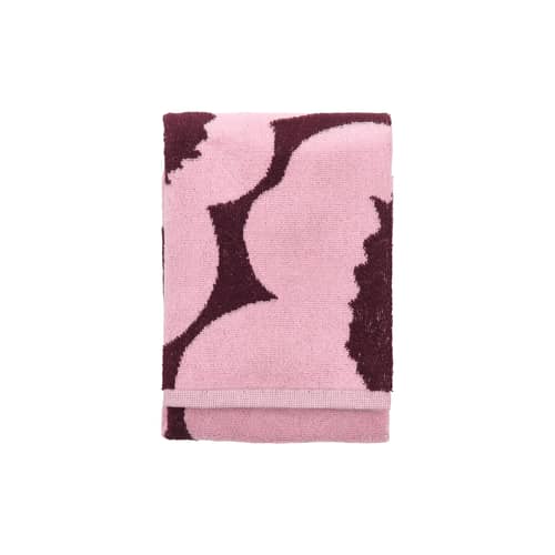 Badetuch Unikko textil rosa / 50 x 70 cm - Marimekko - Unikko / Rosa & Pflaume - Bio-Frottee-Baumwolle