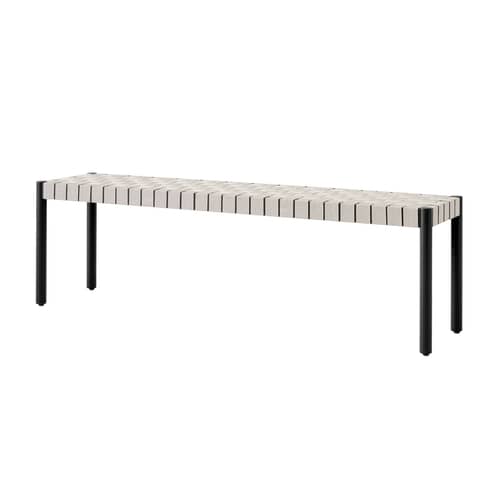Banc Betty TK5   / L 157 cm - Sangles en lin - &tradition - Noir / Lin naturel - Chêne massif, Lin