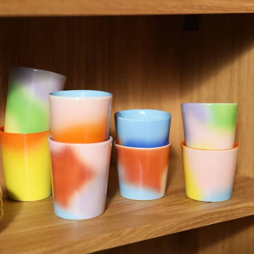 Becher Hue keramik bunt / 4er-Set - Ø 7 x H 6,5 cm - & klevering - Mehrfarbig - Sandstein
