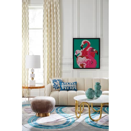 Canapé droit Brigitte tissu blanc beige / 3 places - L 223 cm / Laine bouclée - Jonathan Adler - Ivoire (Laine bouclée) - Bois, Laine bouclée, Mousse