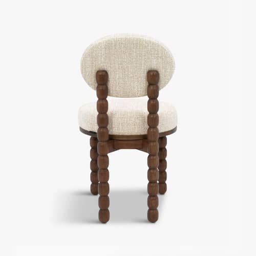 Chaise rembourrée Bold tissu beige - NV GALLERY - Beige / Bois foncé - Chêne massif teinté, Mousse haute densité, Tissu Tweed