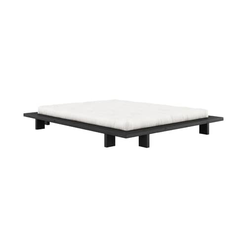 Japan Double bed wood black / For Mattress 160 x 200 cm - KARUP DESIGN - Black & White - FSC-certified lacquered solid pine