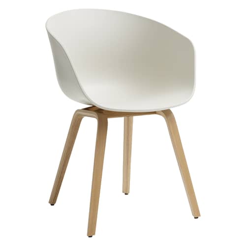 Fauteuil  About a chair AAC22 plastique beige / Recyclé - Hee Welling, 2010 - Hay - Crème / Chêne verni mat - Chêne massif, Polypropylène recyclé