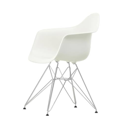 Fauteuil DAR - Eames Plastic Armchair plastique blanc / (1950) - Pieds chromés - Vitra - Blanc / Pieds chromés - Acier chromé, Polypropylène